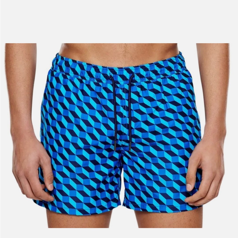 Happy Socks Teal and Navy Geometric Shorts